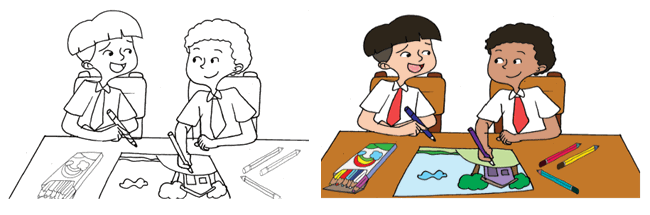 Ragam Contoh 16 Mewarnai Gambar Cerita Dengan Cat Air Menggunakan Teknik Kataucap