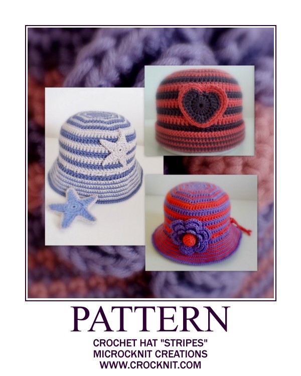 MICROCKNIT CREATIONS PATTERN Crochet Hat "STRIPES"