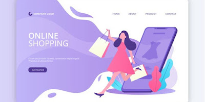 Flat Design Shopping Online Landing Page Template