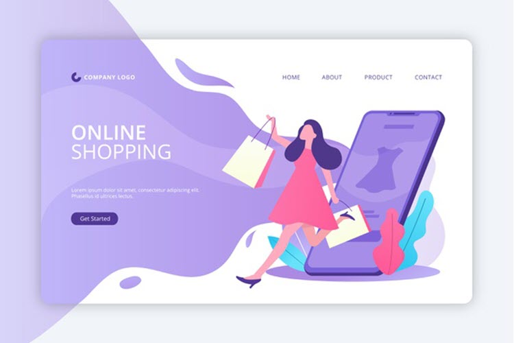 Flat Design Shopping Online Landing Page Template Flat Design Shopping Online Landing Page Template