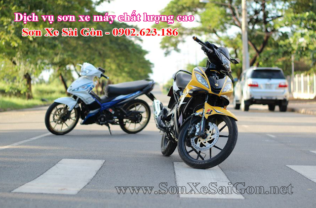 Mẫu sơn tem đấu xe Exciter 2010 màu vàng đen cực đẹp - Sơn Xe Sài Gòn