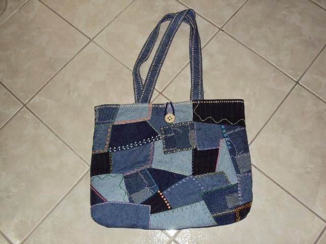 bolsa de retalho jeans