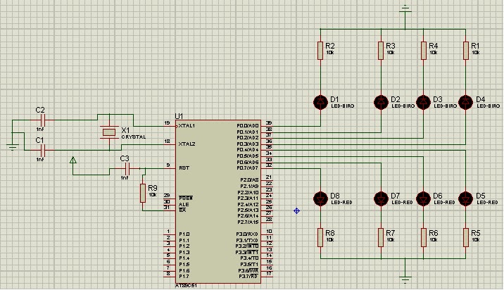 8 LEDs connection to a port of 8051 microcontroller