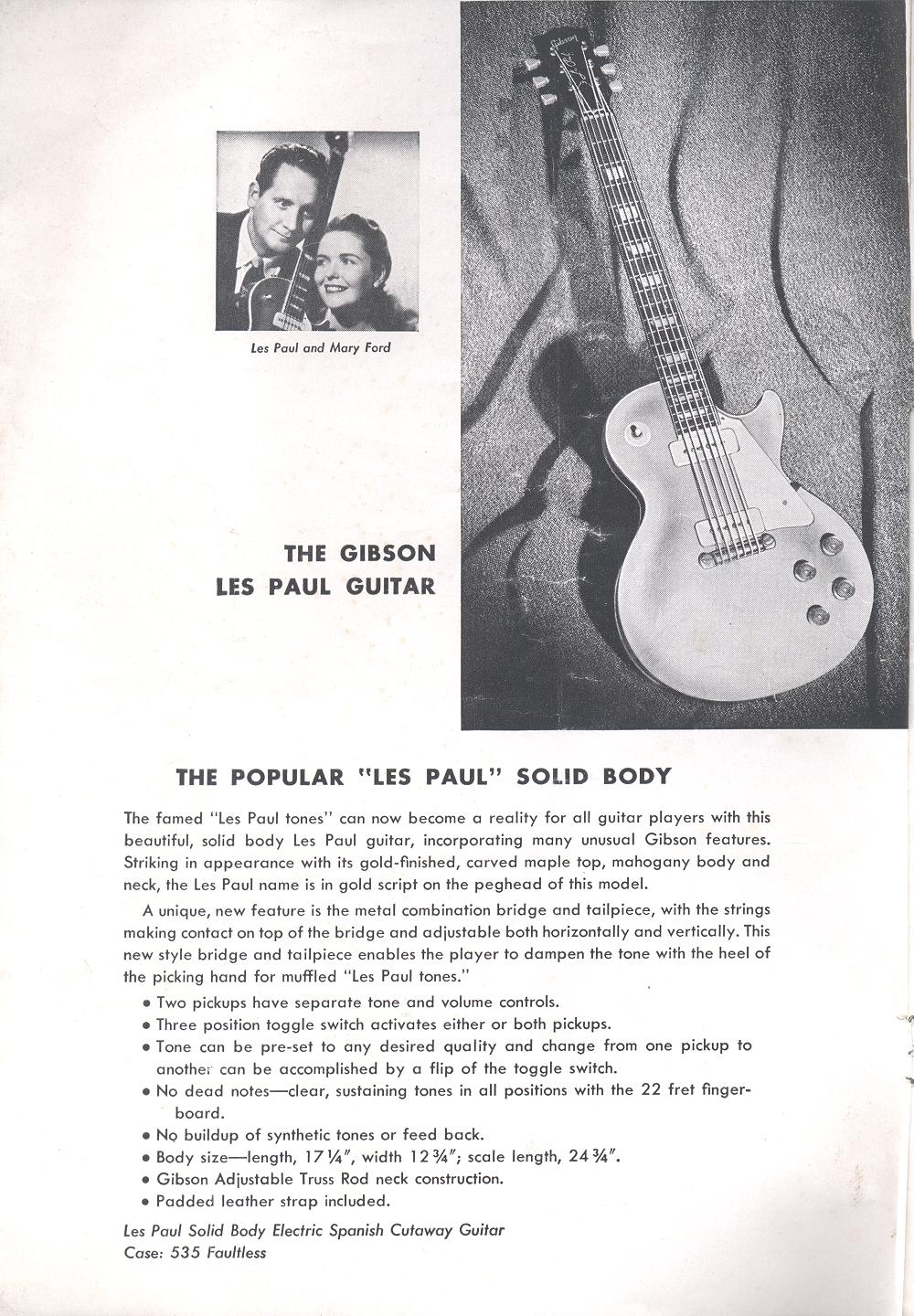 Gary Deacon Solo Guitarist Vintage 1955 Gibson Catalog Les Paul