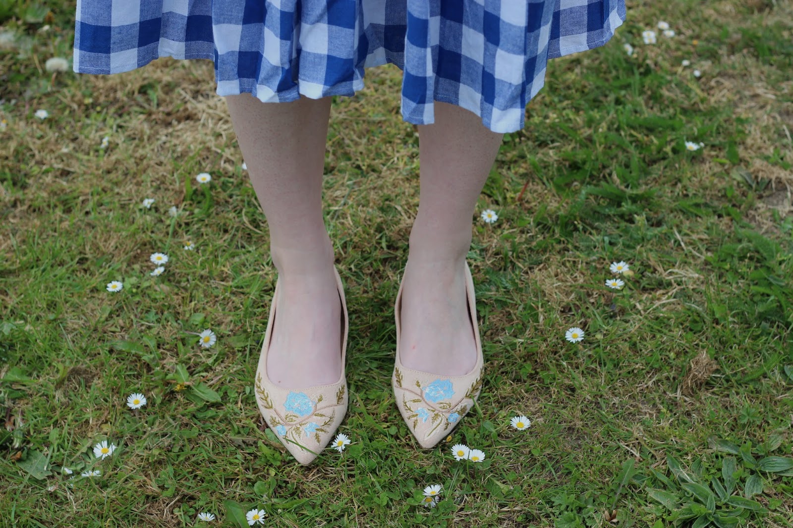 Dr Bloom Khaki Gingham Midi Skirt