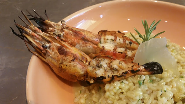 Barley Risotto with Grilled Scampi