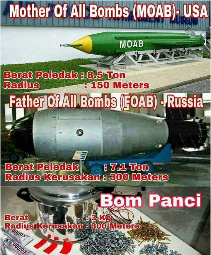 Mengejutkan ! Head To Head Bombs MOABUSA & FOABRussia VS Bom Panci