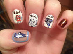 basketball nails painted