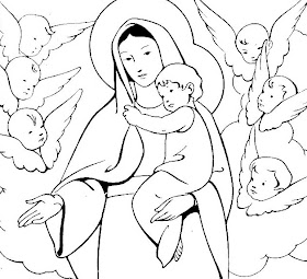 Virgen María y el niño Jesús colorear