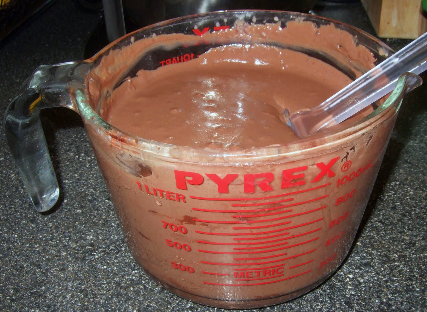 Finished chocolate ice cream mix.