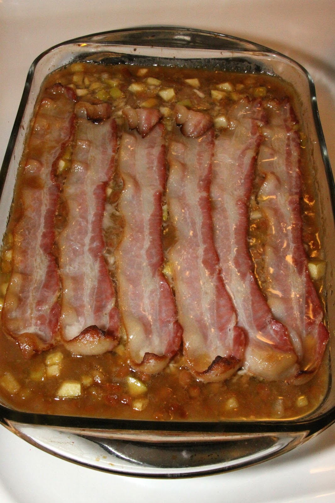 For the Love of Food Baked Bean Casserole with Apples and Bacon