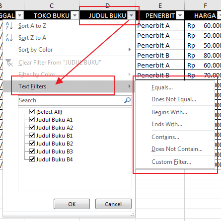 Autofilter Data Pada Excel 7