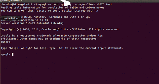 How to set as default pager less connecting mySql by using Ubuntu System