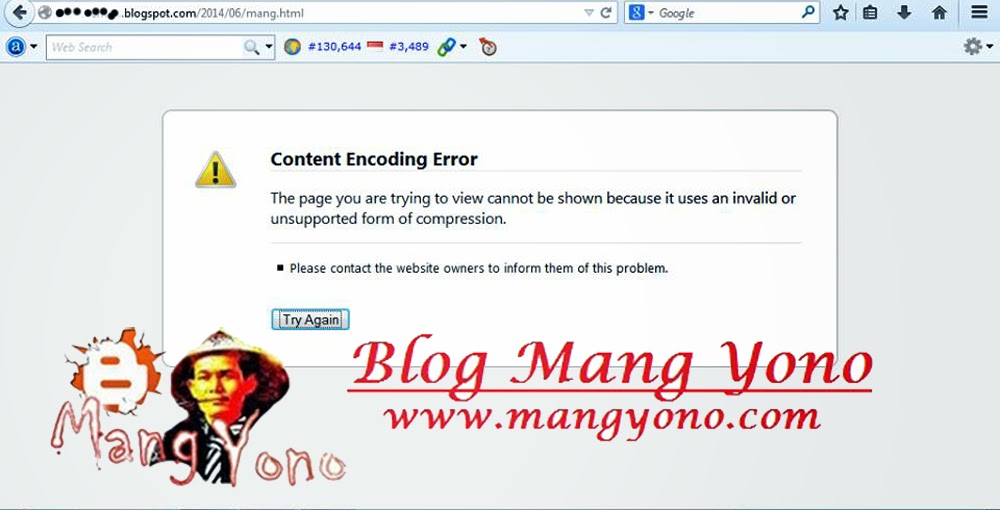 muncul error 'content encoding error' ketika membuka sebuah web