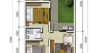 LINGKAR WARNA: Denah rumah minimalis ukuran 6x15 meter 3 kamar tidur 1