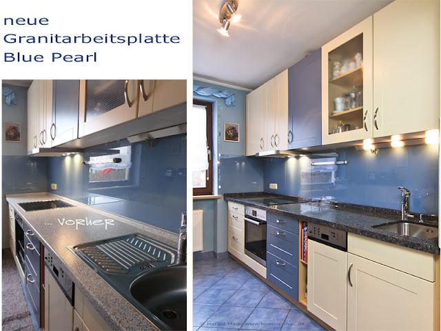 Granitarbeitsplatte Blue Pearl - chic, edel, hygienisch und leicht zu reinigen.