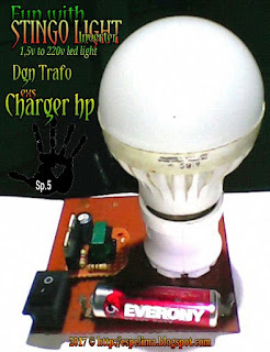 stingo light inverter 1,5v to 220v led dengan trafo charger hp