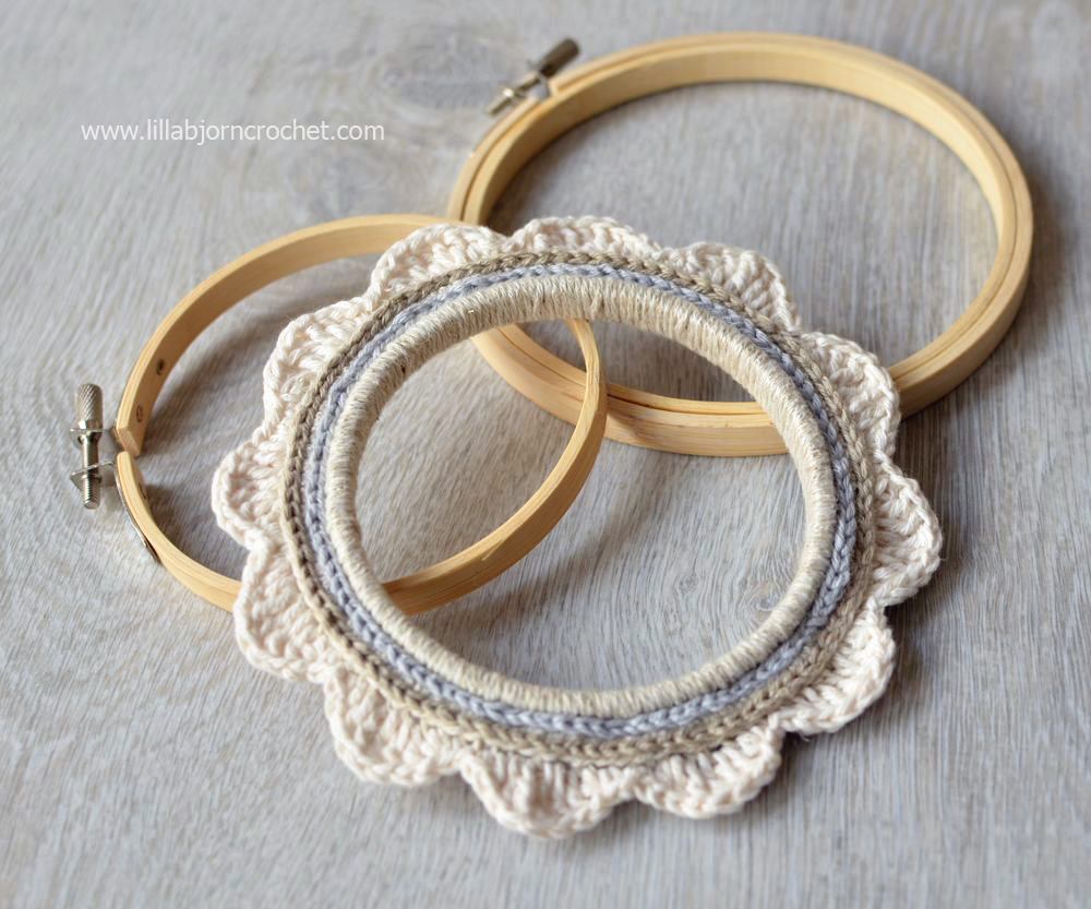 How to crochet around embroidery hoop - photo tutorial by Lilla Bjorn Crochet