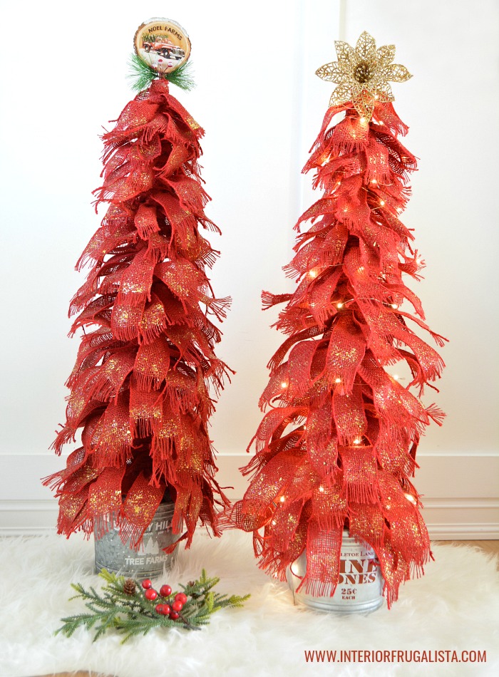 Red Burlap Ribbon Christmas Trees That Sparkle plus Giveaway The