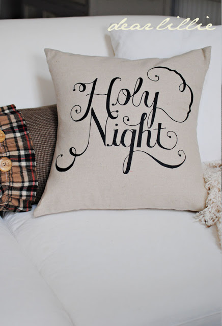 sharpie decorated Holy Night pillow