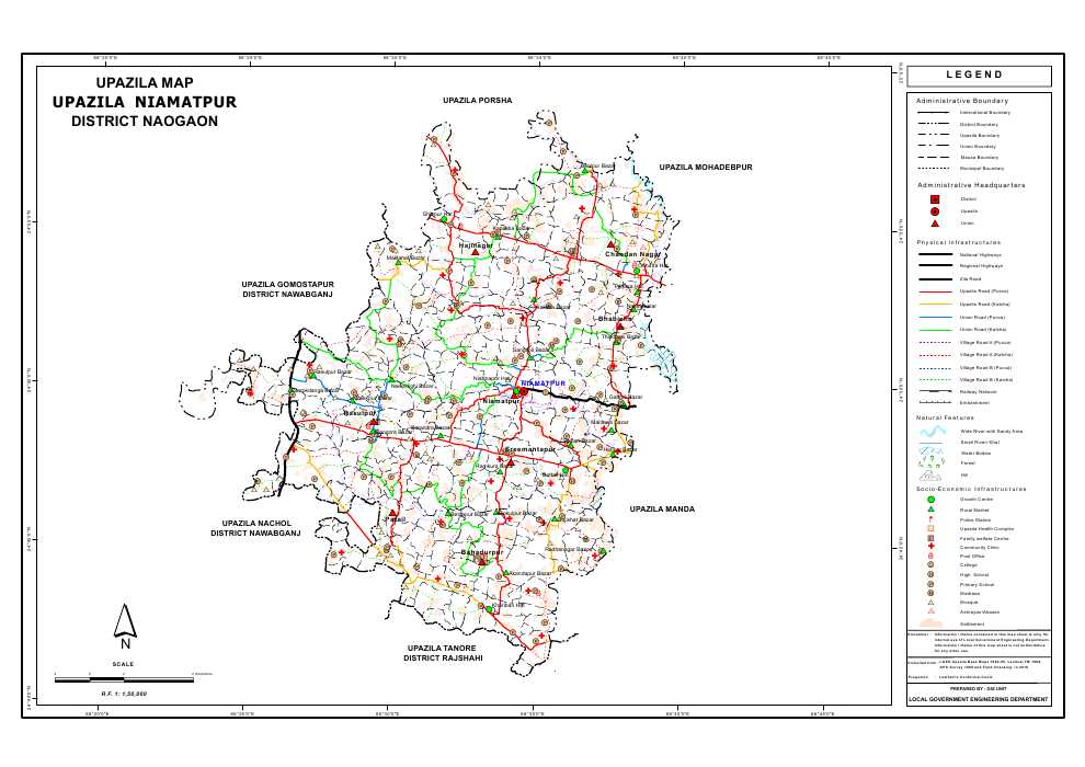 Niamatpur Upazila Map Naogaon District Bangladesh