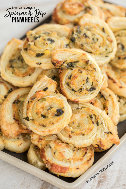 3-Ingredient Spinach Dip Pinwheels | Plain Chicken®