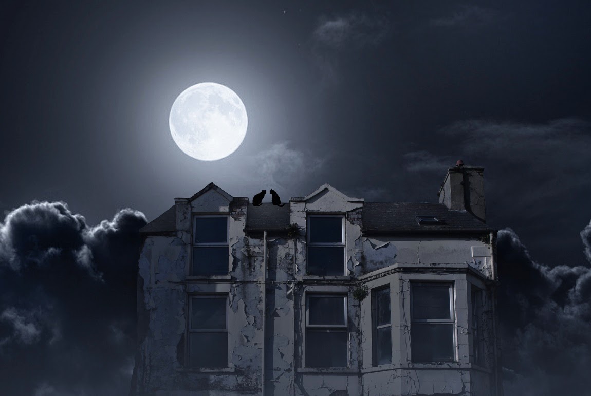 Луна над крышей дома. Луна над домами. Мрачная Луна. Ночь Луна дом. Страшная Луна.