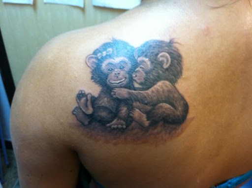 Carinhoso baby macacos