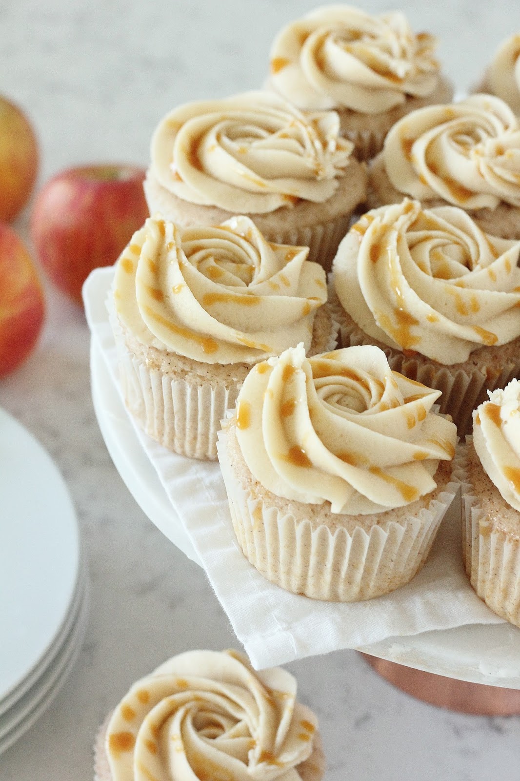 Salted Caramel Apple Cider Cinnamon Cupcakes