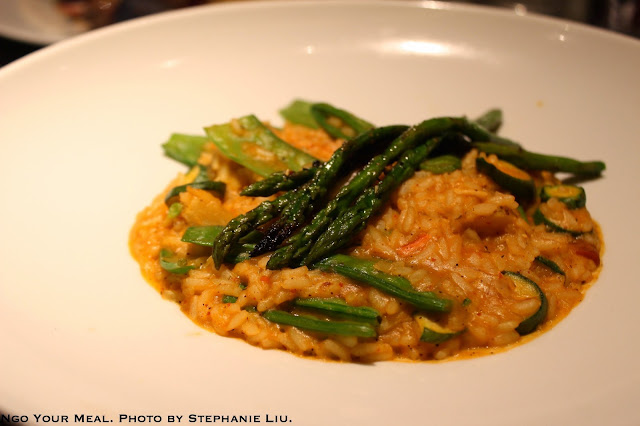 PRIMAVERA RISOTTO: Arborio rice, lobster stock, asparagus, caramelized carrot baby zucchini, snow pea, cherry tomato, garlic, shallot Nocellara Olive Oil at Fig & Olive PRIMAVERA RISOTTO: Arborio rice, lobster stock, asparagus, caramelized carrot baby zucchini, snow pea, cherry tomato, garlic, shallot Nocellara Olive Oil at Fig & Olive