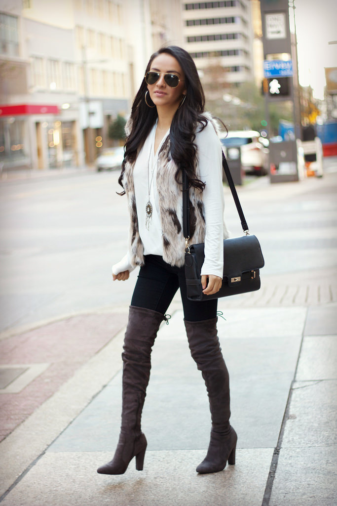 Grey Over-the-Knee boots