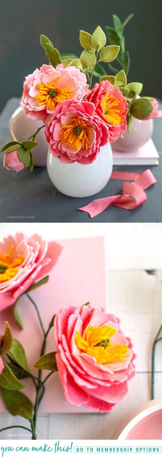 Felt Coral Charm Peony Felt Coral Charm Peony