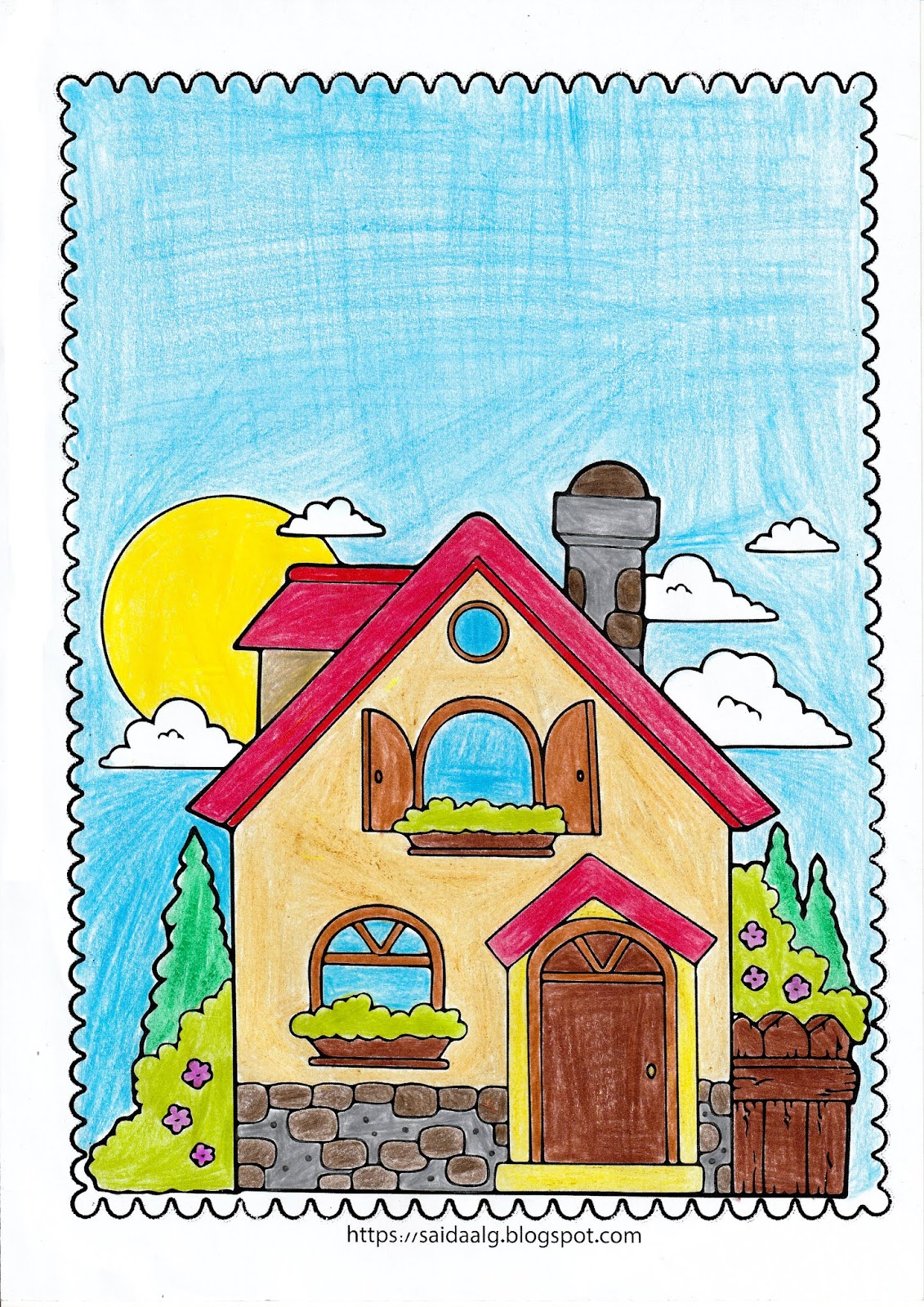 رسمة بيت للاطفال