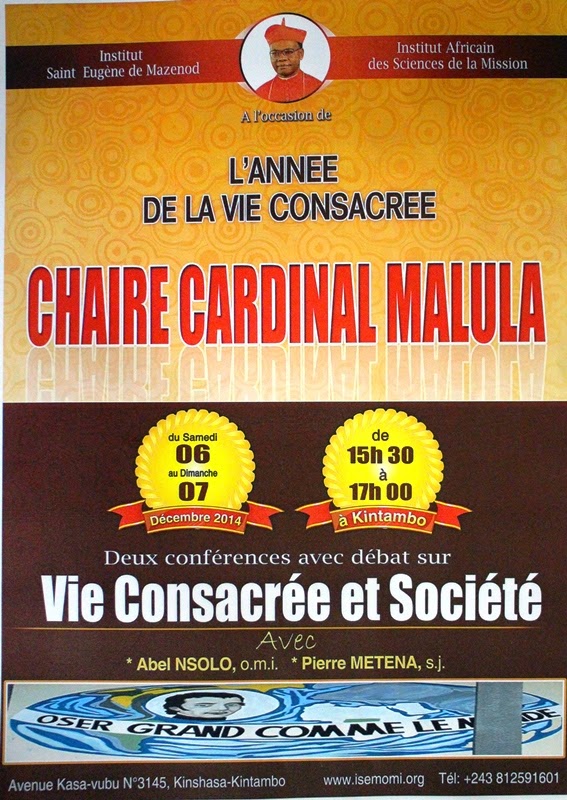 Chaire Cardinal Malula Vie consacrée et service de la société