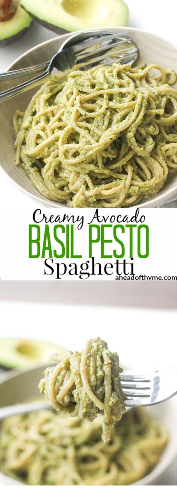 Creamy Avocado Basil Pesto Spaghetti