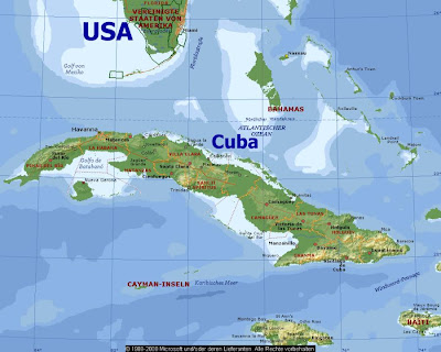 Carte de Cuba dans les Grandes Antilles.