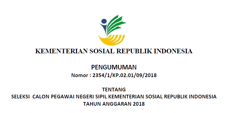 Lowongan Kerja CPNS 2018 Kementerian Sosial