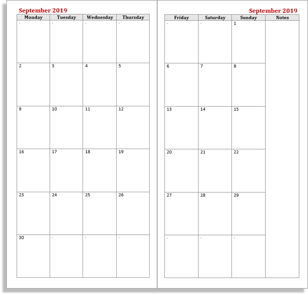 Free Midori TN calendar (diary) inserts for 2020: Part 3 - Monthly and yearly layouts