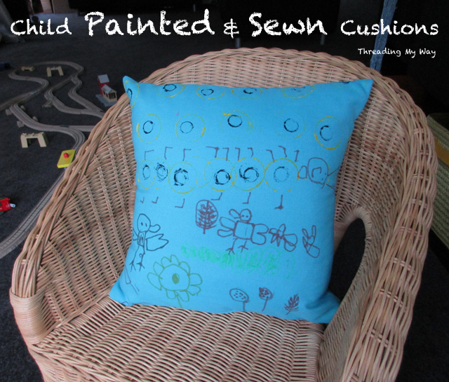 Cushions ~ painted and sewn by kids. A fun craft activity that produces an item that can actually be used ~ Threading My Way
