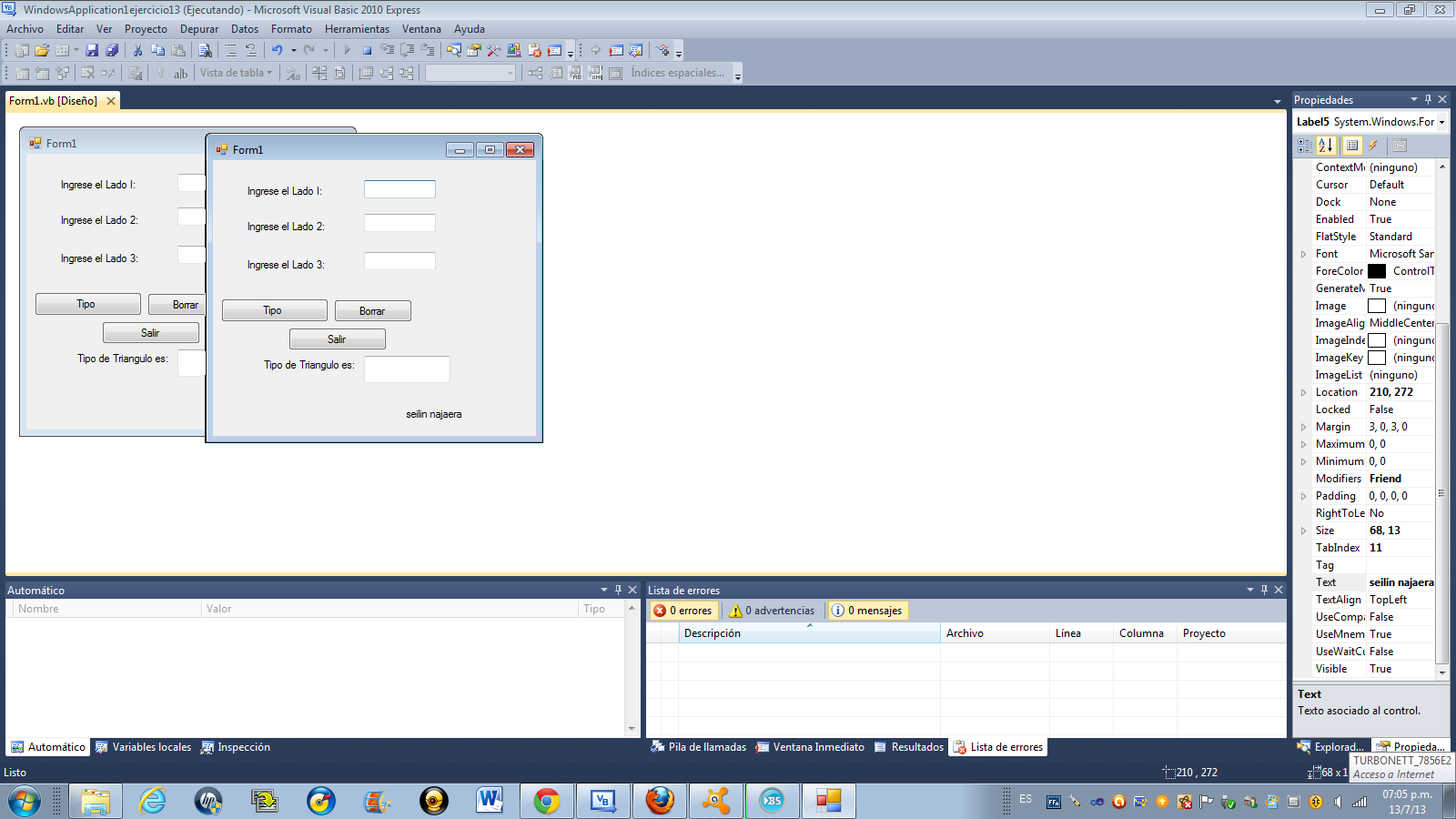 EJERCICIOS EN WINDOWS FORMS