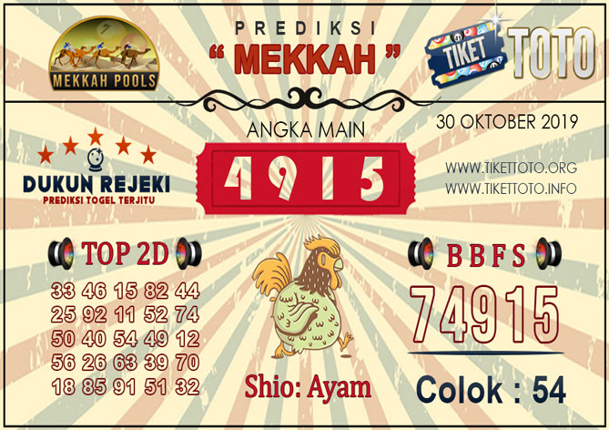 Prediksi Togel MEKKAH TIKETTOTO 30 OKTOBER 2019
