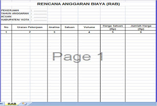 Form Rencana Anggaran Biaya ( RAB)