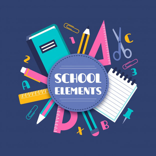 School elements background in flat style Free Vector