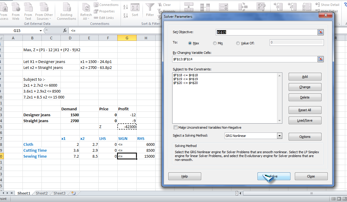 cik tanpa nama: Non- Linear Programming by Excel [step by step]