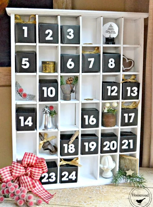A DIY advent calendar using a shot glass display piece