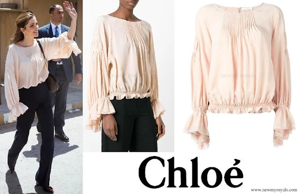 Queen Rania wore Chloé bell sleeve blouse