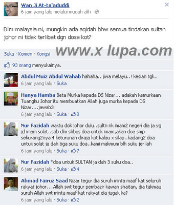 Status Facebook Ustaz Wan Ji At Hina Sultan Johor