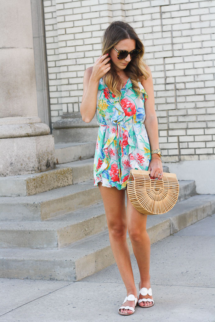 This sweet floral romper has just the right amount of ruffles and is perfect for a summer date night! 