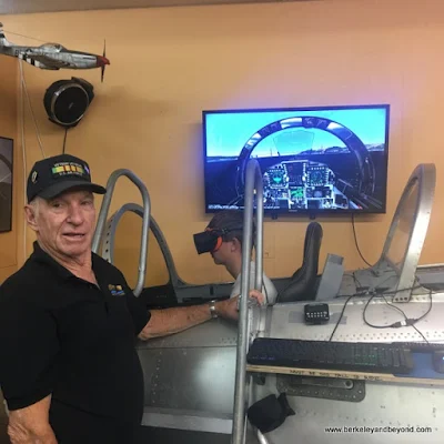 developer of 3-D Virtual Reality Flight Simulatorr C.J. with his project at Pacific Coast Air Museum in Santa Rosa, California
