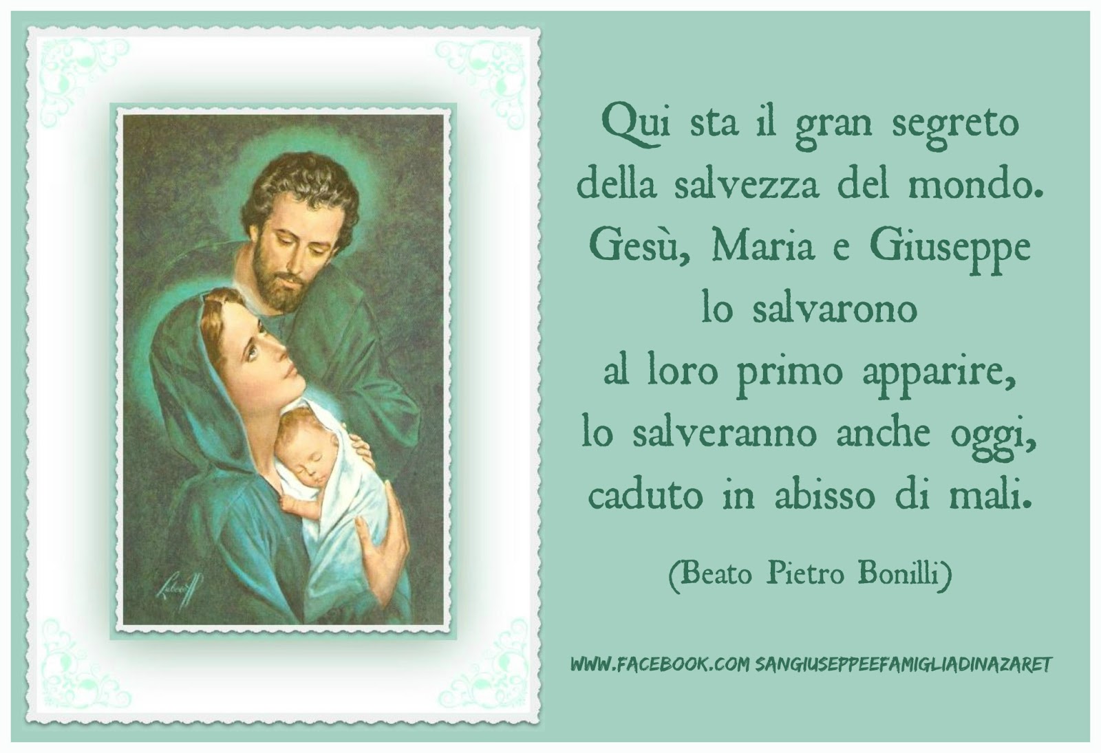 La Santa Famiglia Di Nazareth Dagli Scritti Del Beato Pietro Bonilli 1841 1935